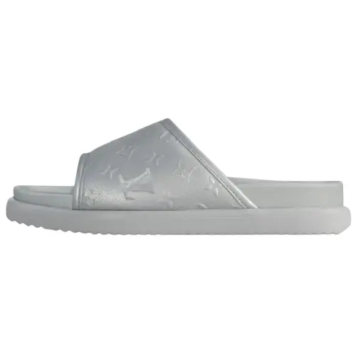 LOUIS VUITTON Miami Slide Slippers Men's Silver