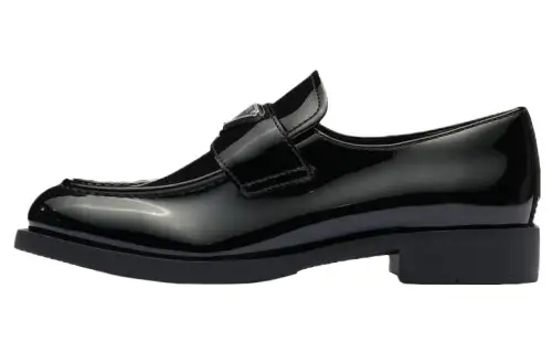 PRADA Triangle-logo Leather Loafers