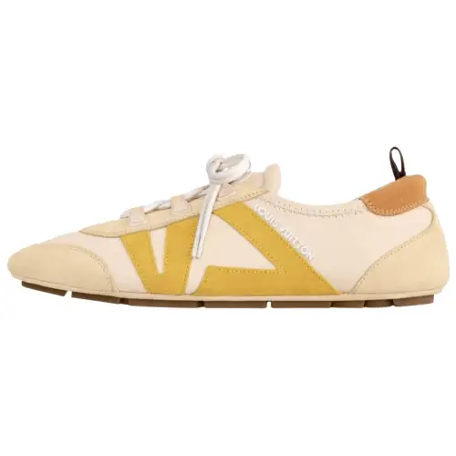 LOUIS VUITTON Sneakerina German Army Trainers Sheepskin Low top Casual Shoes Women's Beige Yellow