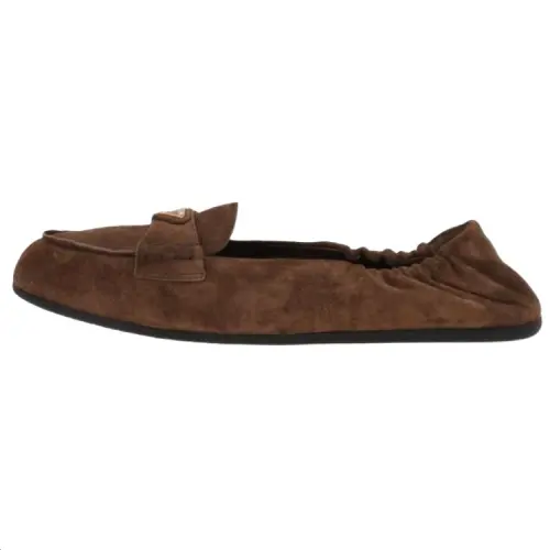 PRADA Triangle Logo Round Toe Loafers Women's