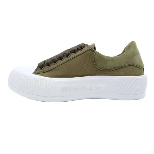 Alexander McQueen Deck Skate Plimsoll Lace Up 'Khaki Green'