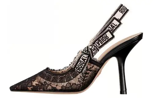 DIOR J'Adior Cotton Fabric Fashion Irregular Heel High Heels 10cm Women's Black