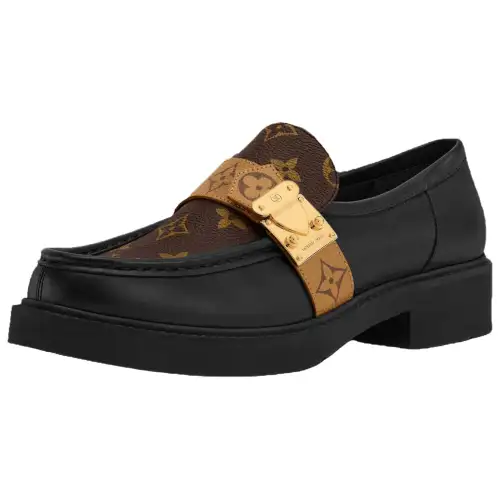 LOUIS VUITTON Academy Loafers Women's Black Brown