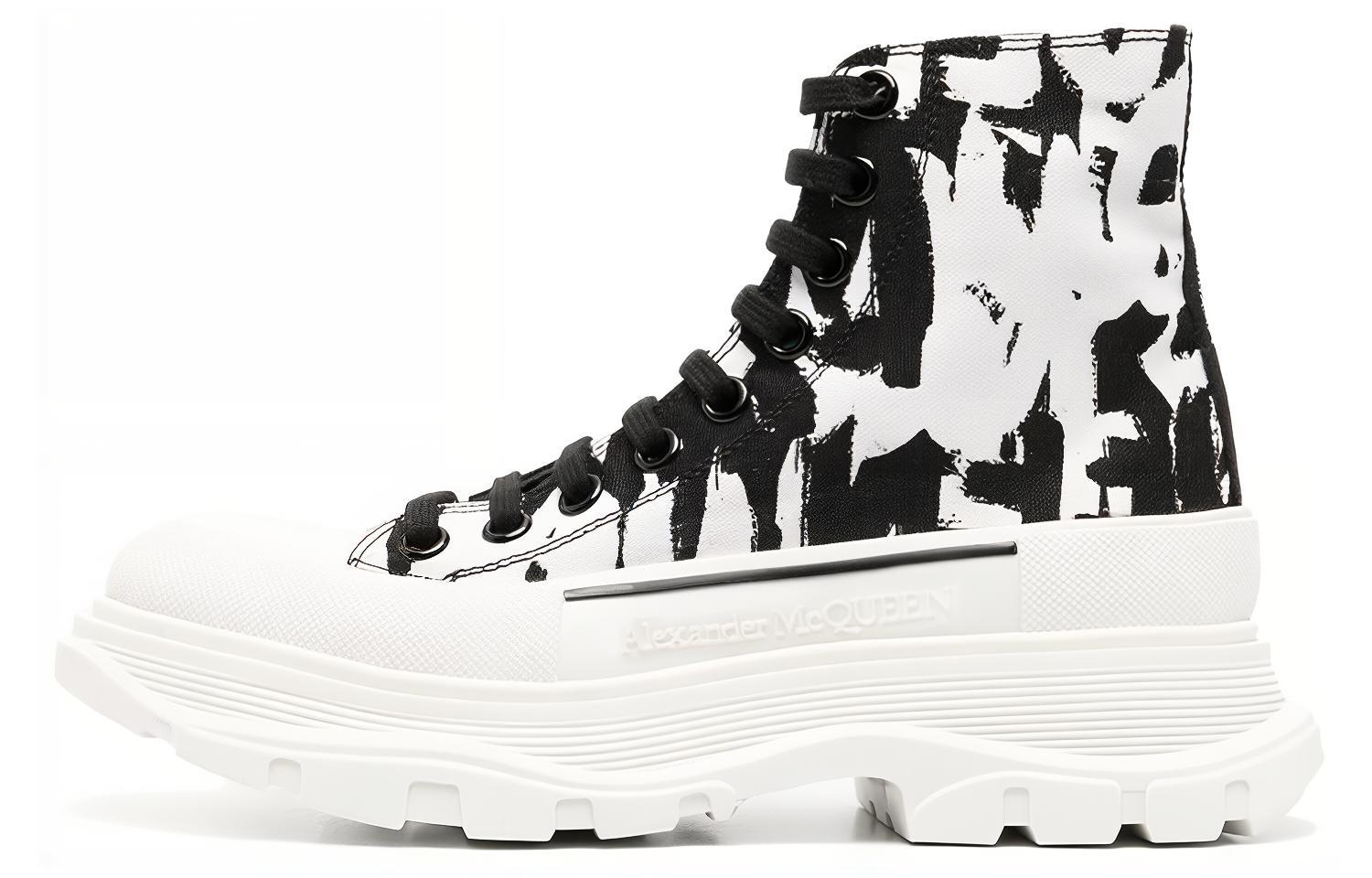 Женские ботинки Alexander McQueen Tread Slick (черно-белые)