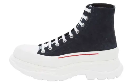 Alexander McQueen Tread Slick Short Combat Boots Men's Marine Blue