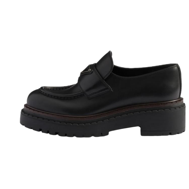 PRADA Leather Loafers 5.5cm Women's Black