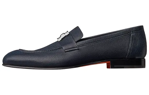 HERMES PARIS Sheepskin Casual Shoes Men's Blue
