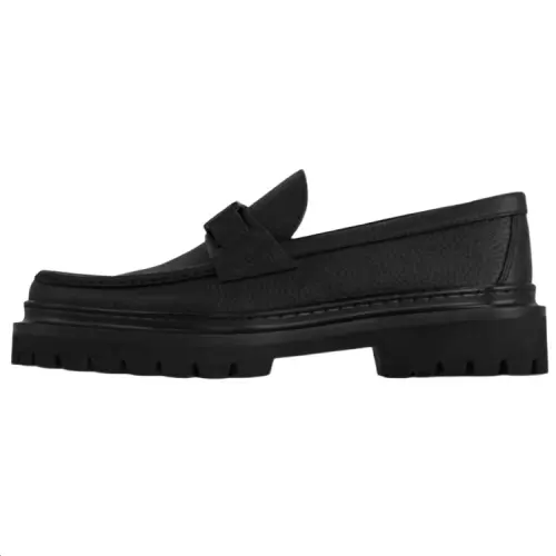 LOUIS VUITTON Major Cow Leather Loafers Men's Black