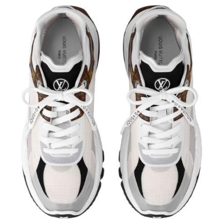 LOUIS VUITTON Run 55 TRAINERS Canvas Low top Casual Shoes Women's Brown