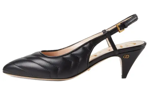 GUCCI GG Matelassé Leather Cone Heel High Heels 7.5cm Women's Black