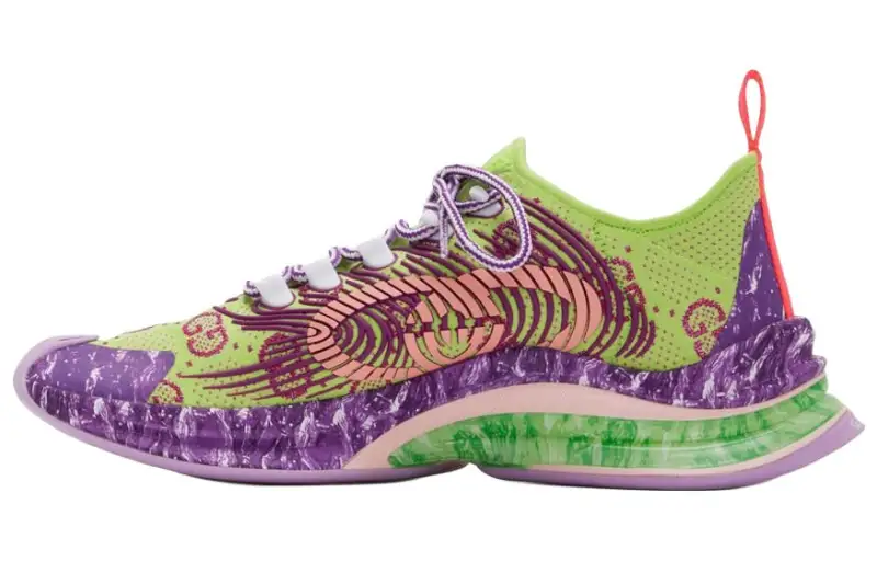 GUCCI RUN Fabric High rebound Low top Casual Shoes Women's Green Purple