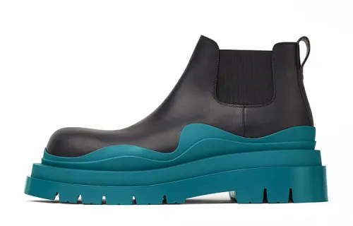 Bottega Veneta Tire Ankle Length Chelsea Boots Men's Blue