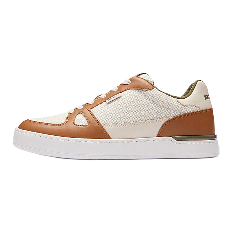 COACH Clip Textile, Synthetic Leather, Split Cow Leather Low top Skateboard Shoes Men's Brown