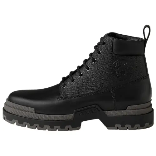 HERMES Limite Epsom Calfskin Ankle Boots 3cm Men's Black