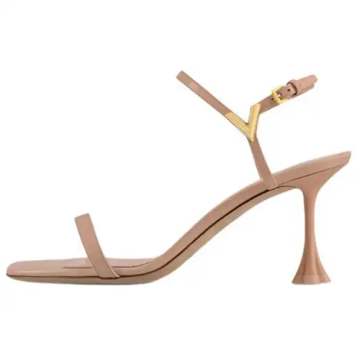 LOUIS VUITTON Blossom Patent Leather One Strap Sandals 7.5cm Women's Nude