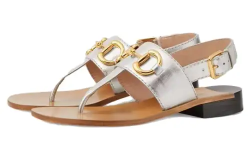 GUCCI Leather Horsebit Stylish Sandal Women's Silver