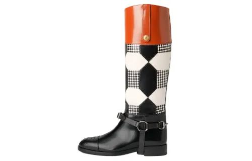 GUCCI Long Shaft Boots Women's Black White