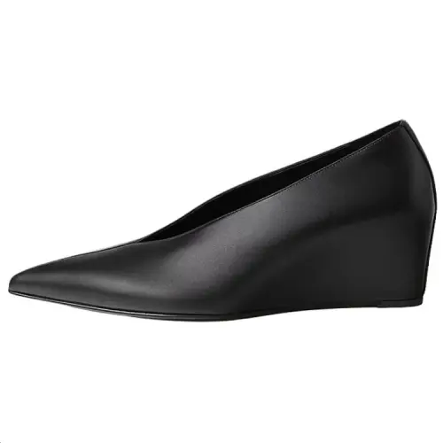 HERMES Louna Wedge Heel High Heels 5.5cm Women's Black