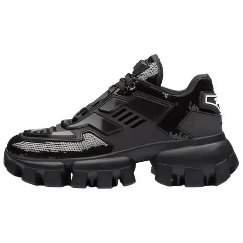 PRADA Fabric Mid top Sports Casual Shoes Women's Black