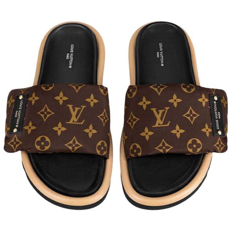 Женские шлепанцы Louis Vuitton Pool Pillow Comfort (коричневые) — фото 5