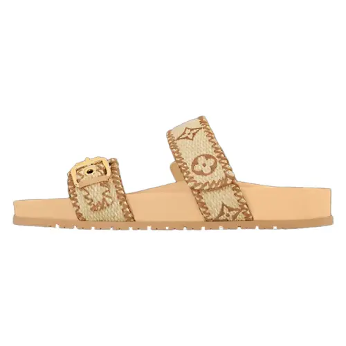 LOUIS VUITTON Bom Dia Slide Slippers Women's Brown