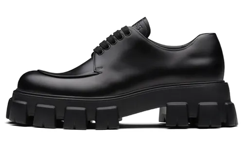 PRADA Monolith Brushed Leather Lace-up Shoes