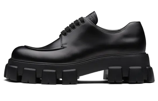PRADA Monolith Brushed Leather Lace-up Shoes