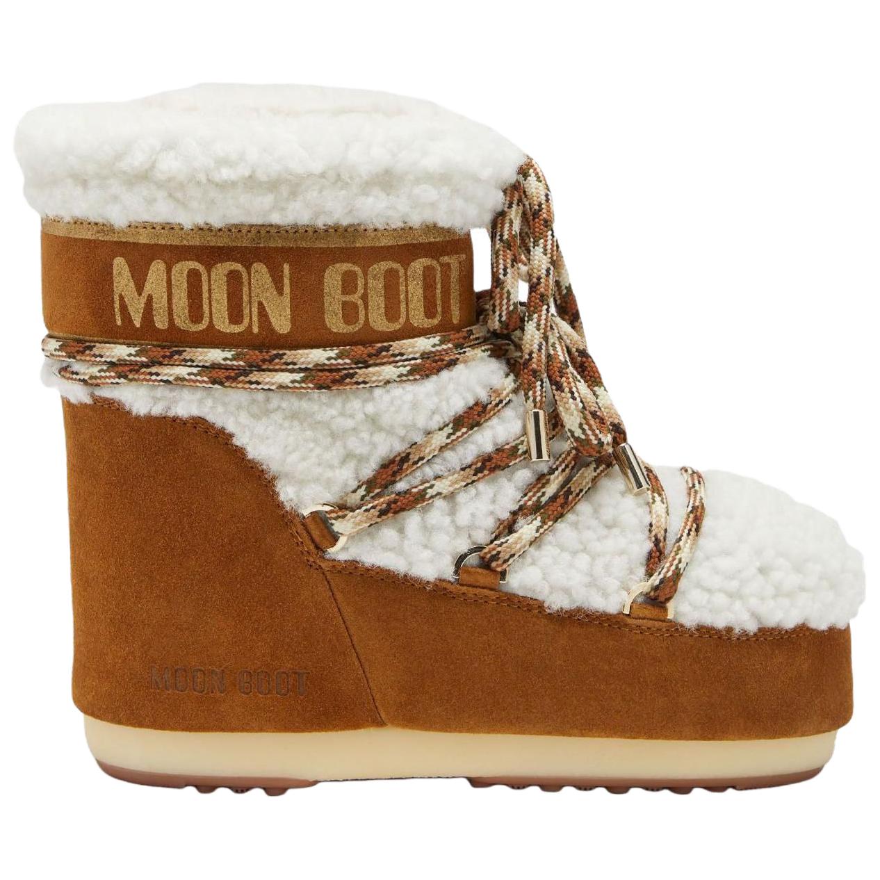 Moon Boot Logo Printed Shearling Lace-Up Boots Women's