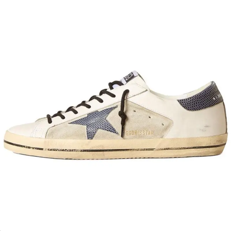 Golden Goose Super Star Leather, Suede Low top Skateboard Shoes Men's Ecru