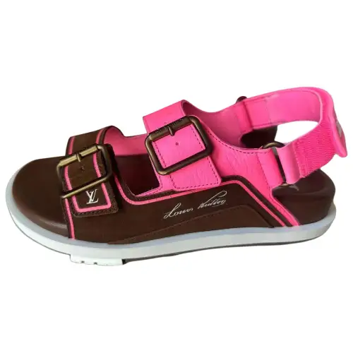 LOUIS VUITTON Trainer One Strap Sandals Men's Pink Brown