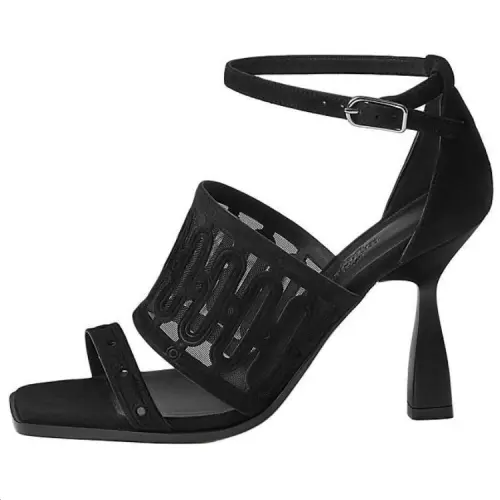 HERMES Jasmine One Strap Sandals 9.5cm Women's Black