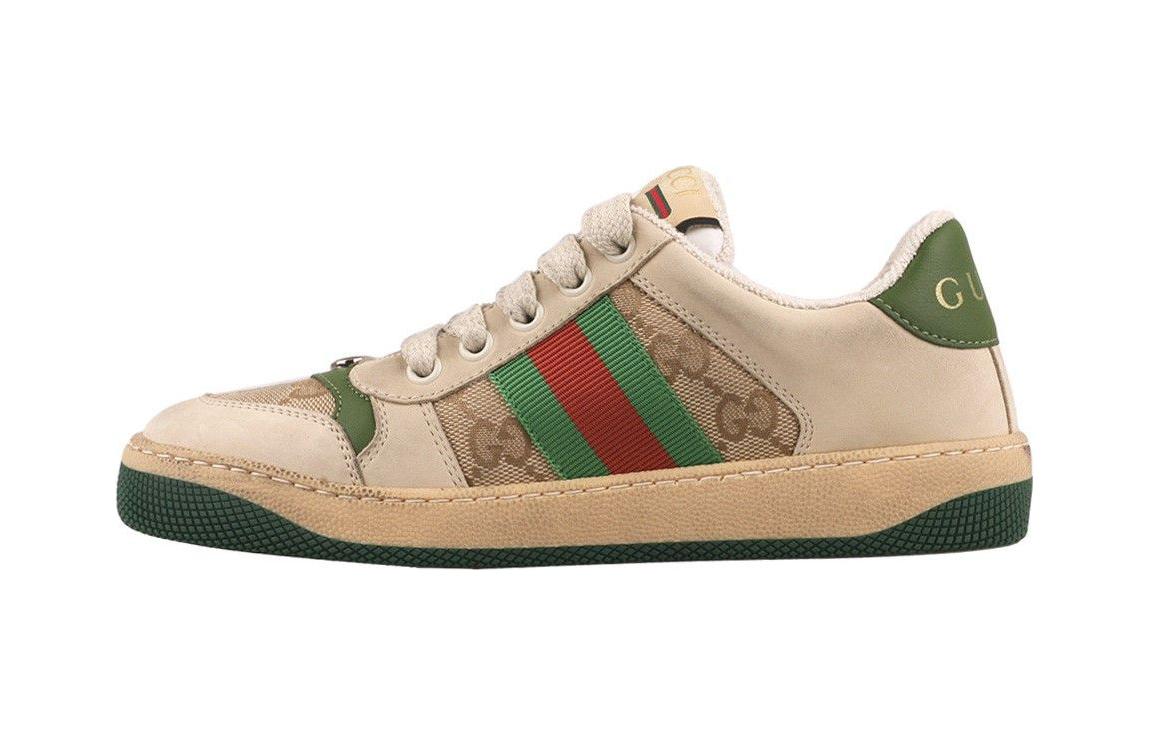Кеды Gucci Screener (бежево-зеленые)