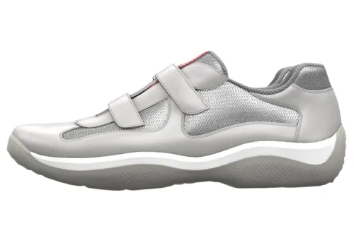PRADA Leather Sports Casual Shoes Men's Gray