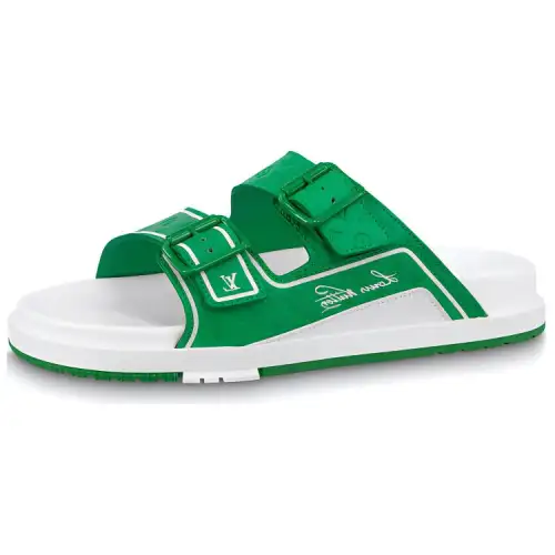 LOUIS VUITTON Trainer Slide Slippers Men's White Green