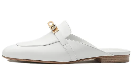 HERMES Oz Closed Toe Slippers Women's White