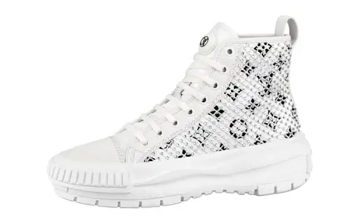 LOUIS VUITTON Lv Squad Ankle Sneakers 'White With Crystal Monogram' Women's