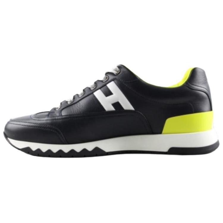 HERMES Trail Cow Leather Low top Casual Shoes Men's Blue Green