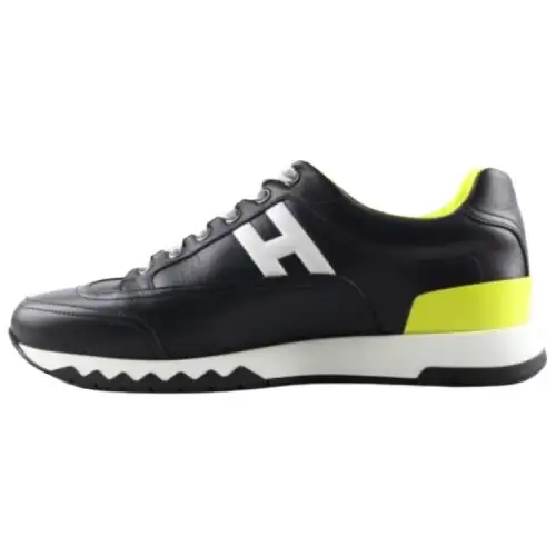 HERMES Trail Cow Leather Low top Casual Shoes Men's Blue Green