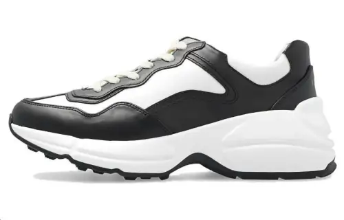 GUCCI Rhyton Leather Low top Sports Casual Shoes Women's Black White