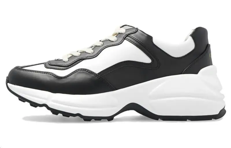 GUCCI Rhyton Leather Low top Sports Casual Shoes Women's Black White