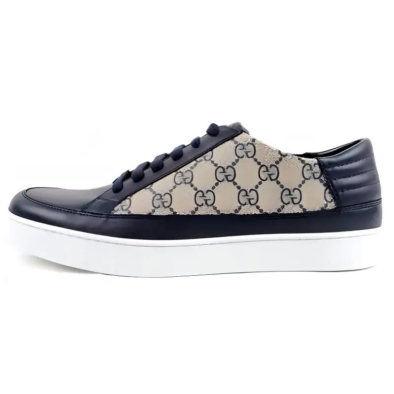 GUCCI ACE Leather Low top Stylish Skateboarding Shoes Men's Blue
