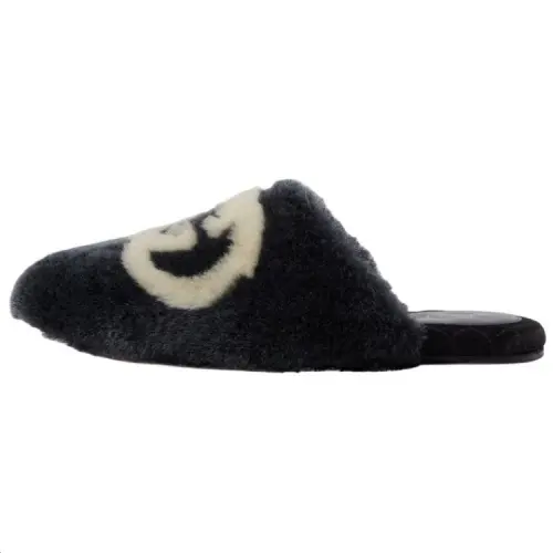 Gucci Wmns Faux-Fur Slipper 'Interlocking G - Black White' Women's