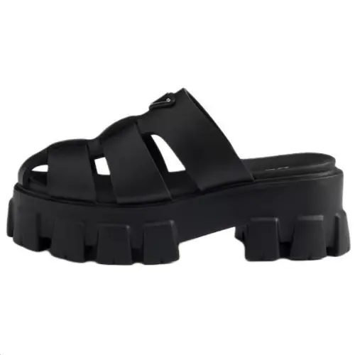 PRADA Monolith Closed Toe Slippers 5.5cm Women's Black