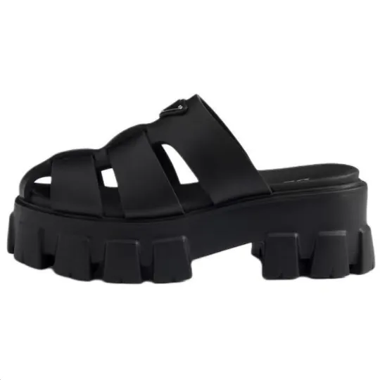 PRADA Monolith Closed Toe Slippers 5.5cm Women's Black