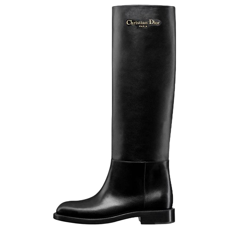 DIOR D Town Calfskin Knee high Boots Women's Black