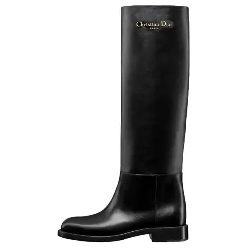DIOR D Town Calfskin Knee high Boots Women's Black