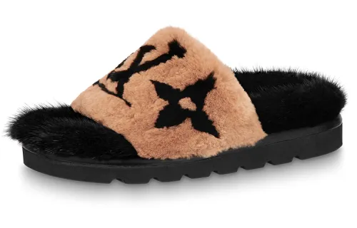 LOUIS VUITTON Pool Pillow Comfort Slide Slippers Women's Black Brown