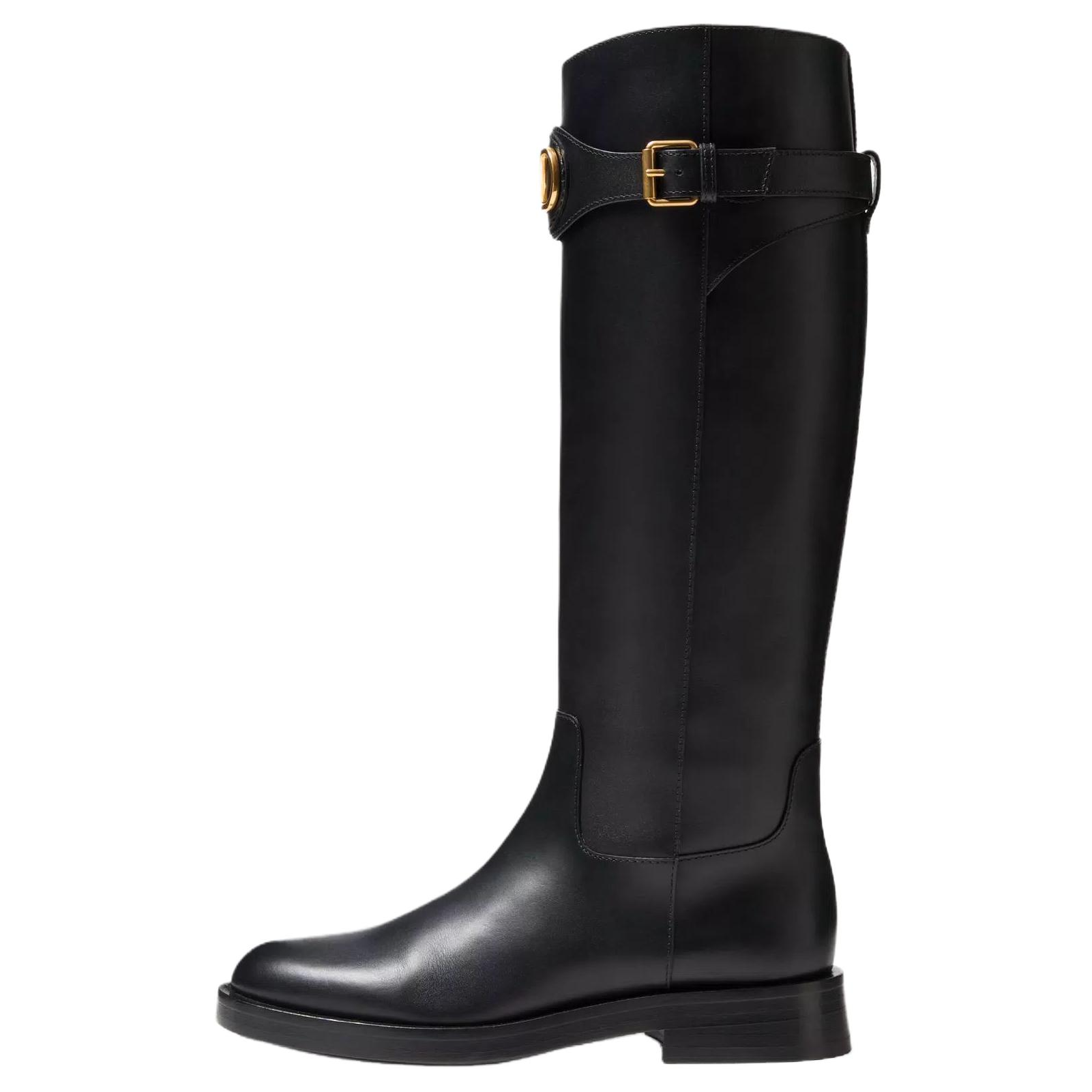 Женские сапоги Valentino VLogo Signature 3cm (черные)