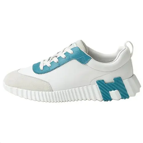 HERMES Bouncing Low top Casual Shoes Women's Gray White Blue