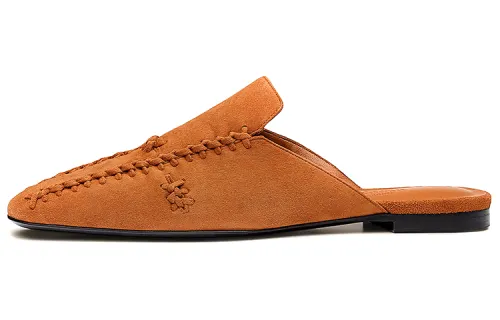HERMES Declic Closed Toe Slippers Women's Brown